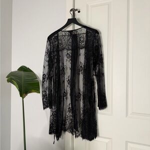Honey Birdette Sheer Black Lace Robe